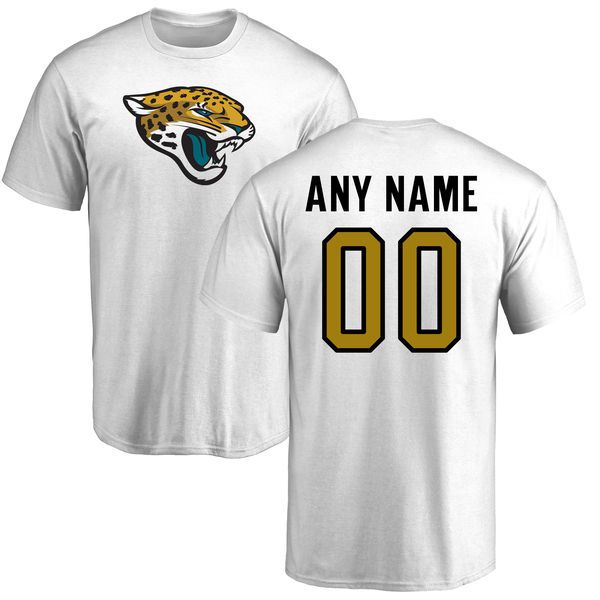 Men Jacksonville Jaguars NFL Pro Line White Custom Name and Number Logo T-Shirt